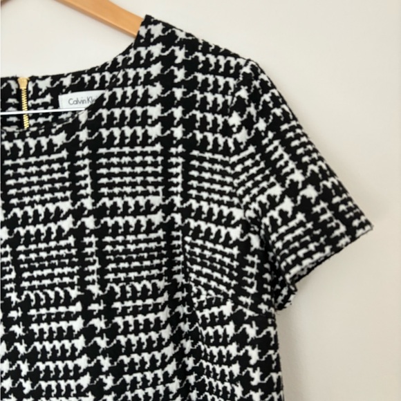 Calvin Klein Black/White Houndstooth Classic A-Line Dress - Picture 3 of 8